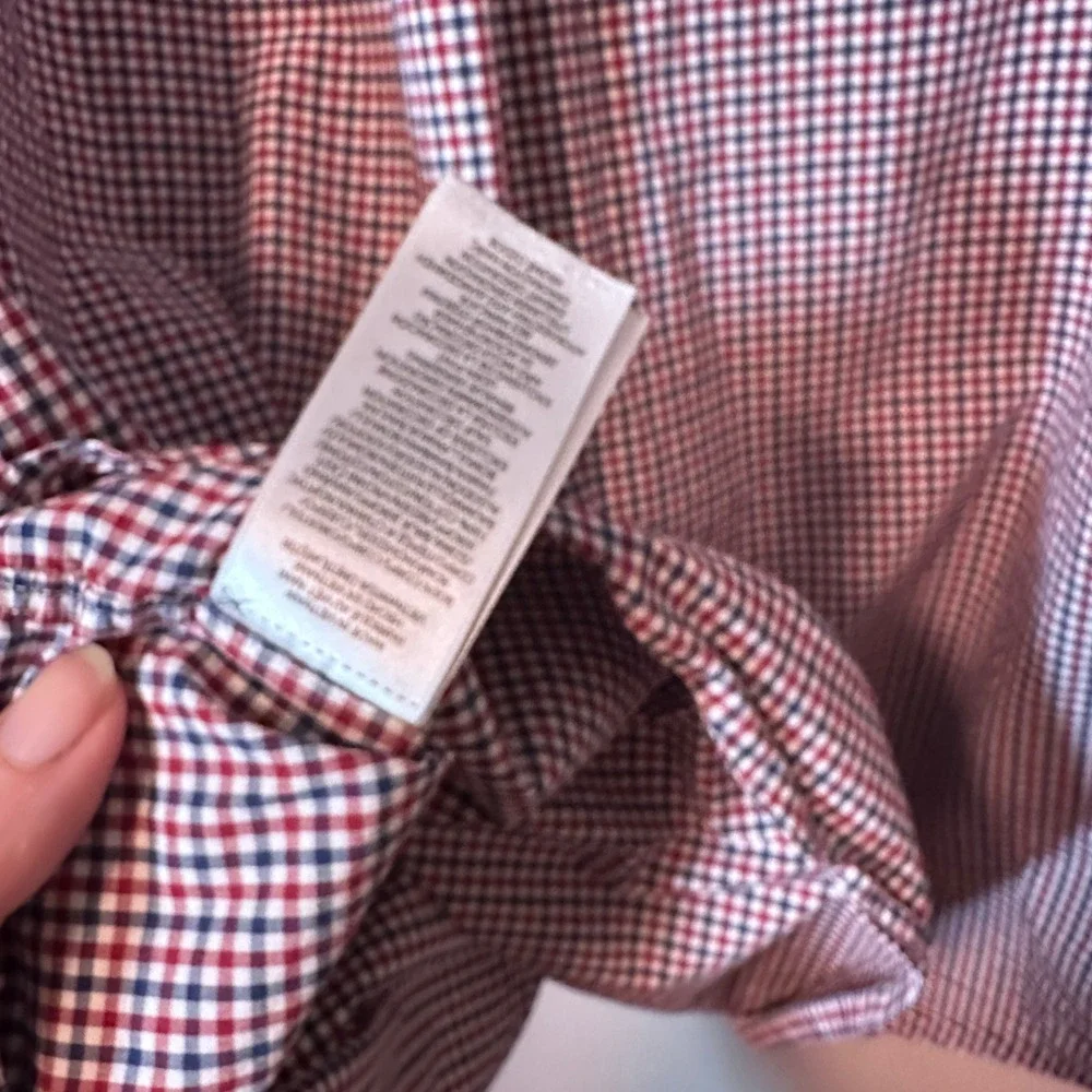 Polo Ralph Lauren Shirt Mens XL Classic Fit Gingham Check Navy Red Long Sleeve